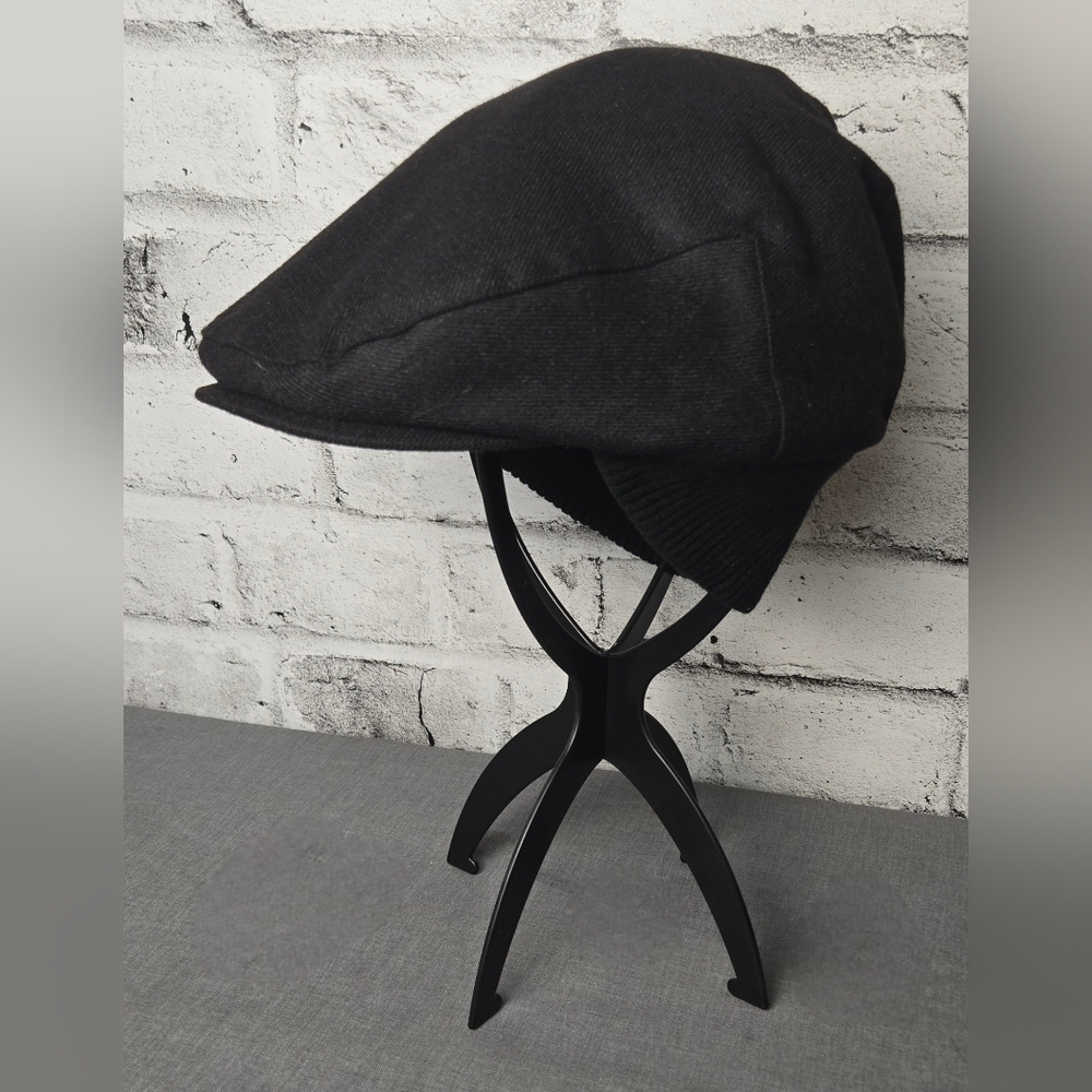 Nathaniel Cole Wool Blend Ivy Cap Black Newsboy Flat Cap Large